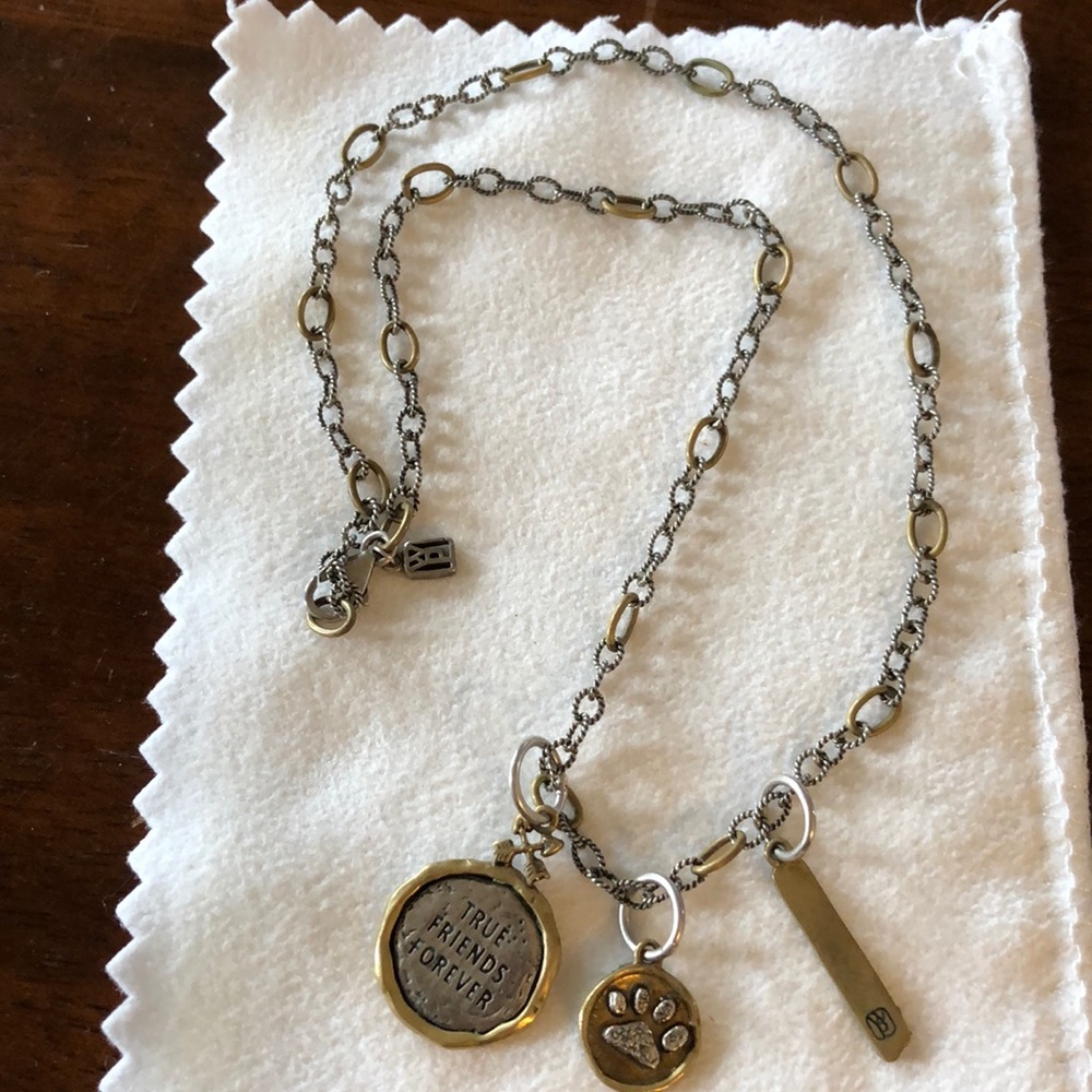 Waxing Poetic 18 inch necklace. Three charms